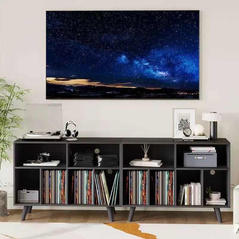 Mobile grande per giradischi, portadischi in vinile in legno, mobile compatto per giradischi, organizer a cubo per riporre fino a 350 album, per soggiorno e camera da letto
