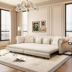 Divano a 3 posti in velluto 89 con pouf mobile, divano letto estraibile 3 in 1, divano letto king size bianco