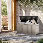 Baule da esterni Premium da 276 litri, in resina, con serratura, impermeabile, resistente ai raggi UV, per cuscini, attrezzi da giardino, accessori per piscina