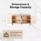 59 Credenza curvata da fattoria vintage con grandi maniglie in legno, intaglio verticale a venatura del legno e ripiani regolabili per la cucina
