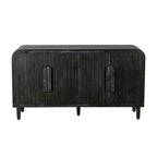 59 Credenza curvata da fattoria vintage con grandi maniglie in legno, intaglio verticale a venatura del legno e ripiani regolabili per la cucina