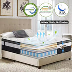 14 King Size Mattress, Memory Foam Mattress, Hybrid Gel-Infused Cooling Mattress,Medium-Firm Bed in a Box for Pressure Relief & Motion Isolation