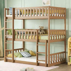 Letto a castello triplo con 2 scale, divisibile in 3 letti singoli per camerette piccole