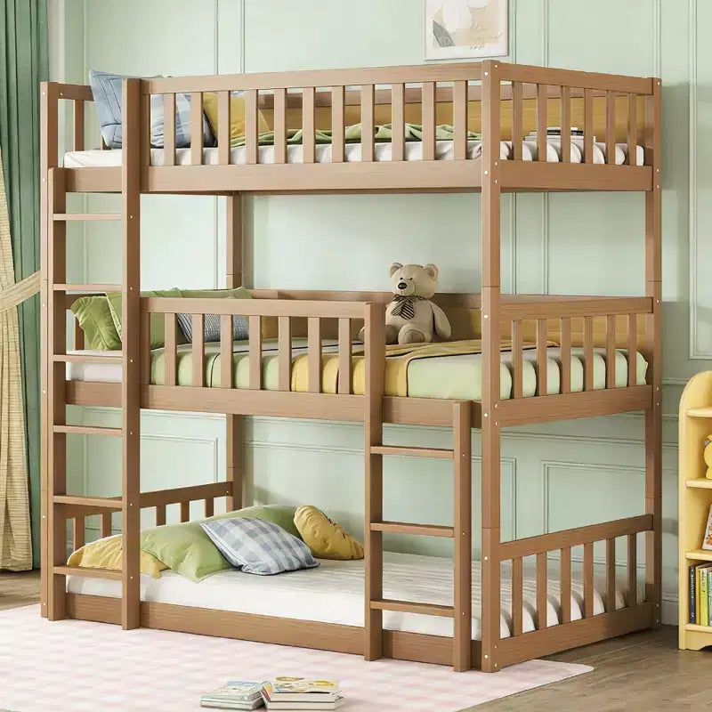 Letto a castello triplo con 2 scale, divisibile in 3 letti singoli per camerette piccole