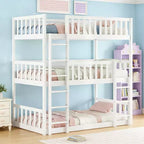 Letto a castello triplo con 2 scale, divisibile in 3 letti singoli per camerette piccole