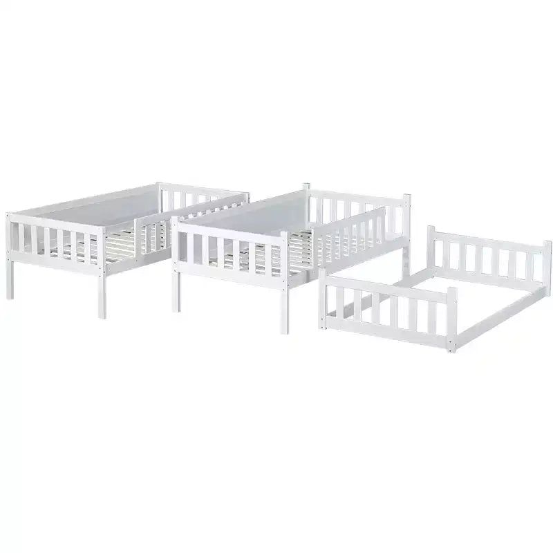Letto a castello triplo con 2 scale, divisibile in 3 letti singoli per camerette piccole