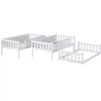 Letto a castello triplo con 2 scale, divisibile in 3 letti singoli per camerette piccole