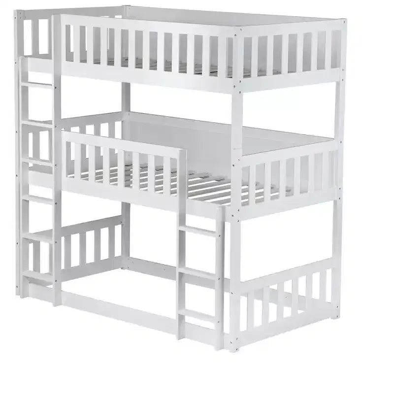 Letto a castello triplo con 2 scale, divisibile in 3 letti singoli per camerette piccole