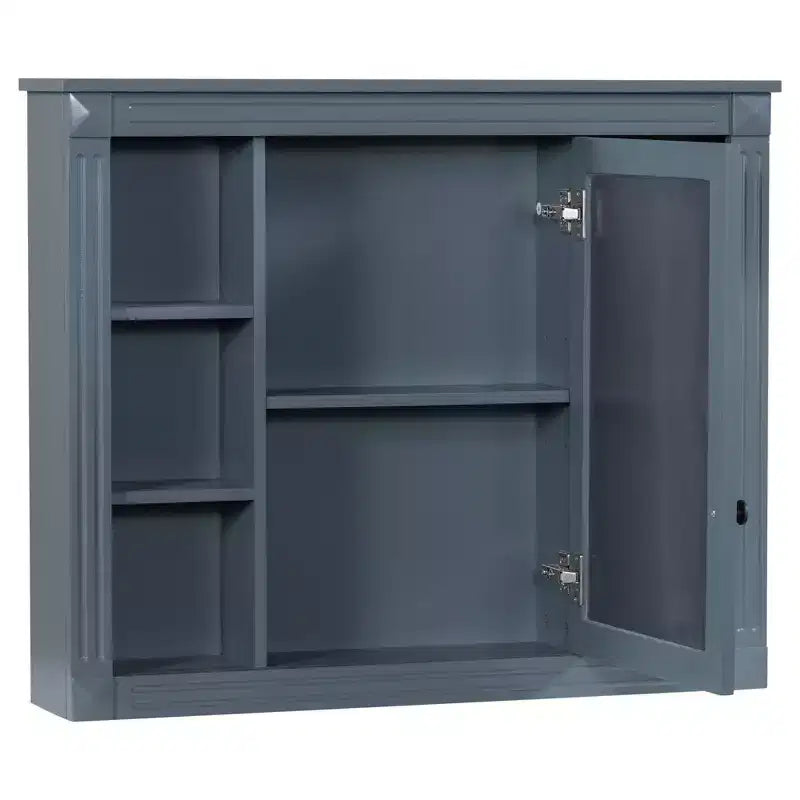 Mobile a specchio 35 x 28 con 6 ripiani aperti, mobiletto da bagno a parete (senza mobiletto lavabo)