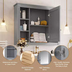 Mobile a specchio 35 x 28 con 6 ripiani aperti, mobiletto da bagno a parete (senza mobiletto lavabo)