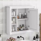 Mobile a specchio 35 x 28 con 6 ripiani aperti, mobiletto da bagno a parete (senza mobiletto lavabo)