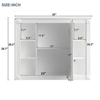 Mobile a specchio 35 x 28 con 6 ripiani aperti, mobiletto da bagno a parete (senza mobiletto lavabo)