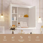Mobile a specchio 35 x 28 con 6 ripiani aperti, mobiletto da bagno a parete (senza mobiletto lavabo)