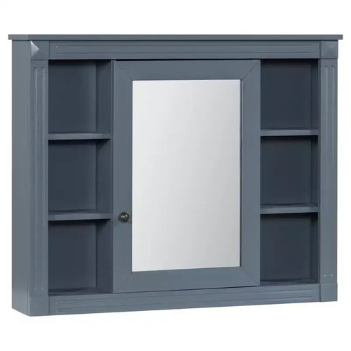 CASAINC 35 x 28 Mirror Cabinet with 6 Open Shelves, Wall Mounted Bathroom Medicine Cabinet (No Vanity)