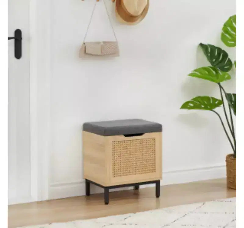 Pouf contenitore basso (ferro + rivestimento in tessuto + truciolato)