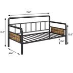 Divano Letto Singolo con Testiera Classica, Struttura Letto in Metallo Resistente, con Supporto a Doghe in Acciaio, Divano Letto, Silenzioso, Nessun Box Spring Necessario, Nero