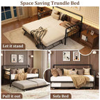 Divano Letto Singolo con Testiera Classica, Struttura Letto in Metallo Resistente, con Supporto a Doghe in Acciaio, Divano Letto, Silenzioso, Nessun Box Spring Necessario, Nero