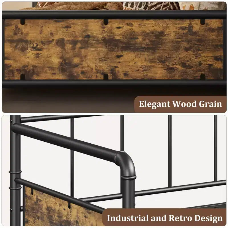 Divano Letto Singolo con Testiera Classica, Struttura Letto in Metallo Resistente, con Supporto a Doghe in Acciaio, Divano Letto, Silenzioso, Nessun Box Spring Necessario, Nero