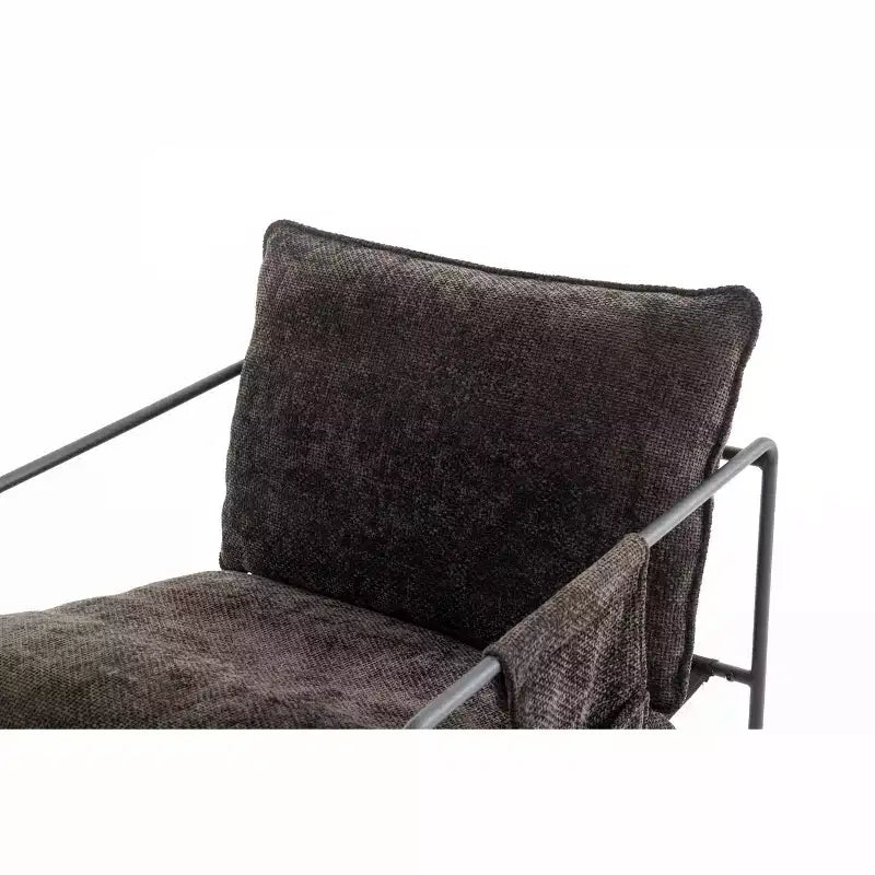 Set di 2 Poltrone Sospese Imbottite, Poltrona con Tasca Laterale, Struttura in Metallo, Cuscino in Schiuma Frantumata, Poltrona in Velluto Intrecciato per Soggiorno
