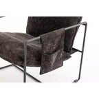 Set di 2 Poltrone Sospese Imbottite, Poltrona con Tasca Laterale, Struttura in Metallo, Cuscino in Schiuma Frantumata, Poltrona in Velluto Intrecciato per Soggiorno