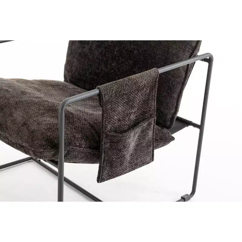 Set di 2 Poltrone Sospese Imbottite, Poltrona con Tasca Laterale, Struttura in Metallo, Cuscino in Schiuma Frantumata, Poltrona in Velluto Intrecciato per Soggiorno