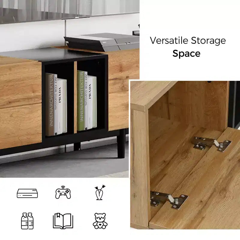 Mobile porta TV moderno, adatto per televisori da 80 pollici, dotato di 3 ante e vani portaoggetti, ideale per soggiorni