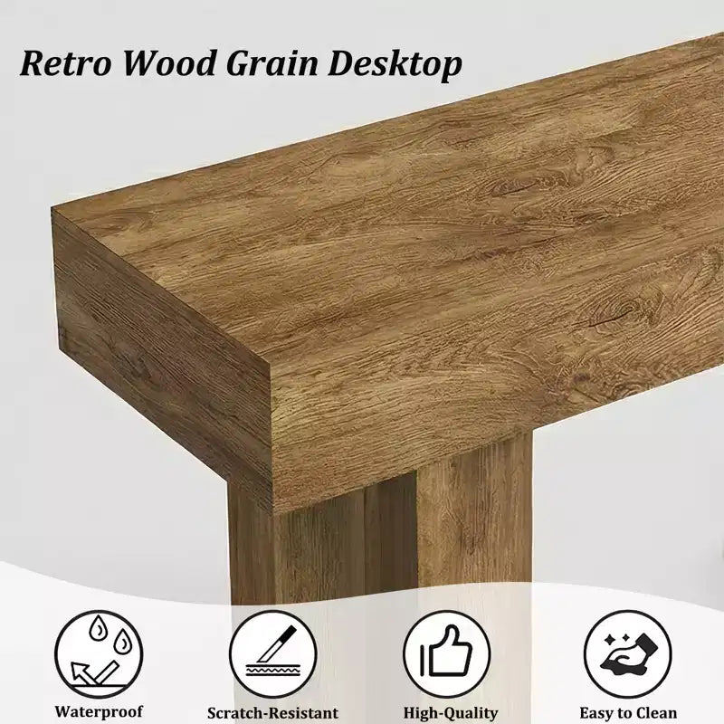 Tavolo consolle lungo rettangolare in legno 63 Farmhouse con contenitore