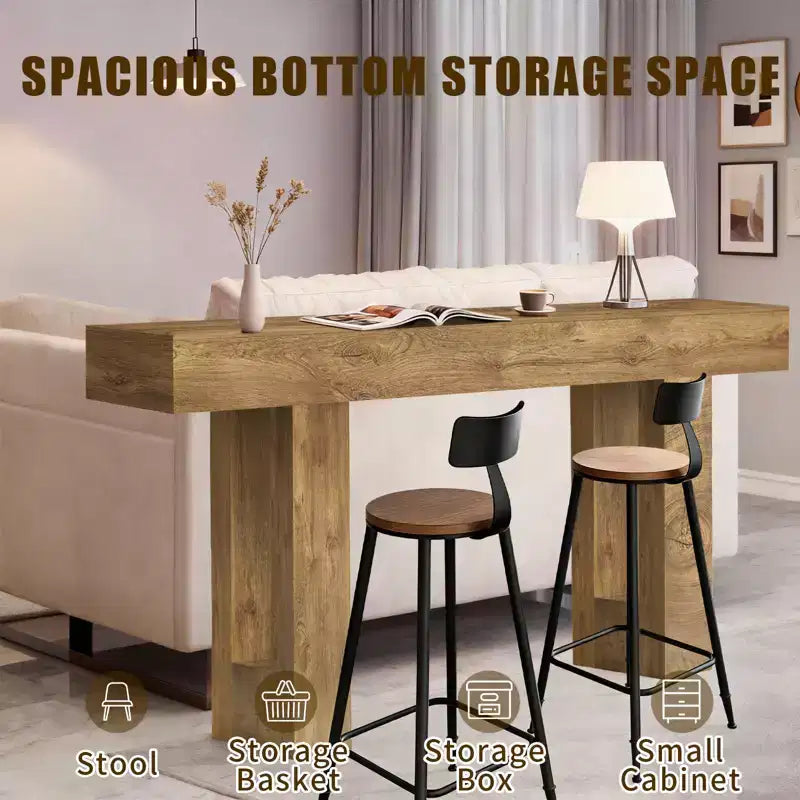 Tavolo consolle lungo rettangolare in legno 63 Farmhouse con contenitore