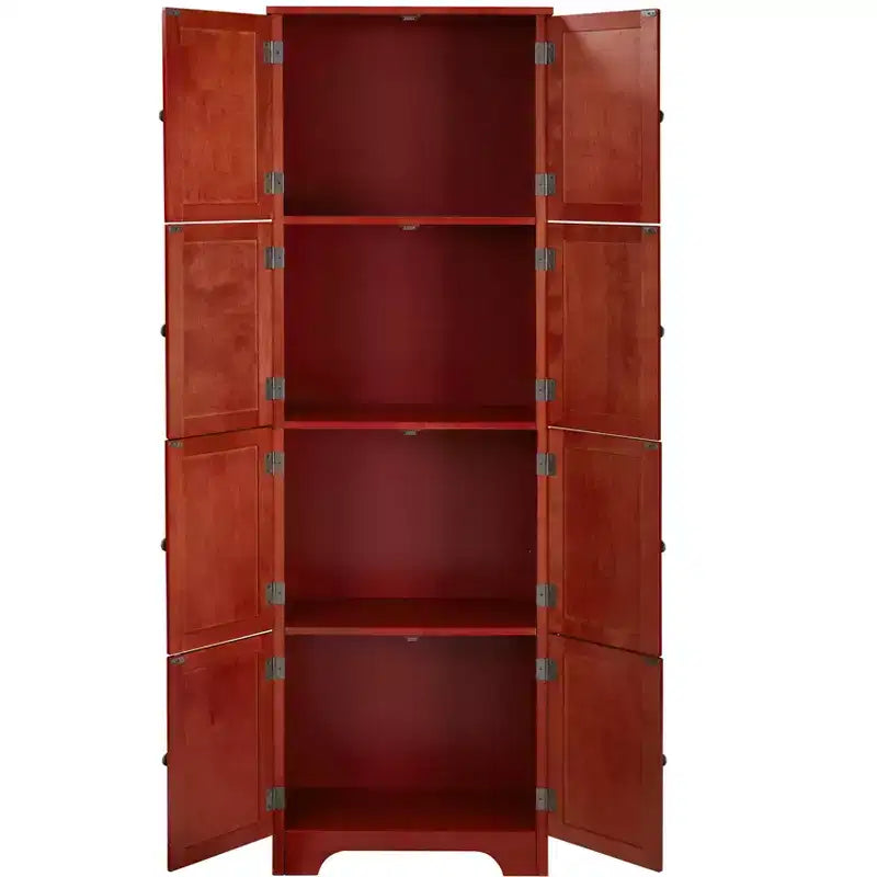 Mobiletto contenitore autoportante, armadietto da pavimento alto 184 cm con 8 ante e 4 ripiani, dispensa a 4 livelli per cucina, bagno, ufficio, casa