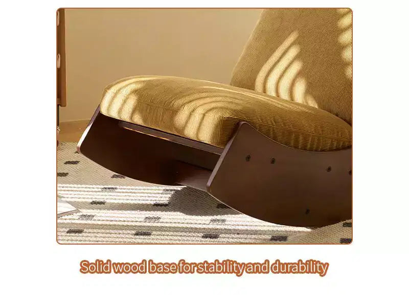 Poltrona reclinabile con base in legno Glider Lounge Rocking Chair con rivestimento in velluto a coste, versatile poltrona da lettura per soggiorno, camera da letto