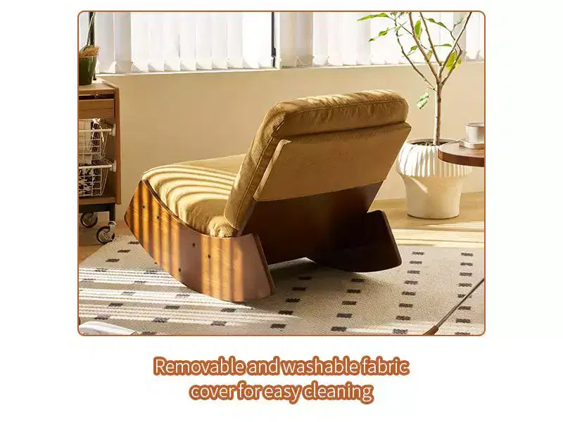 Poltrona reclinabile con base in legno Glider Lounge Rocking Chair con rivestimento in velluto a coste, versatile poltrona da lettura per soggiorno, camera da letto