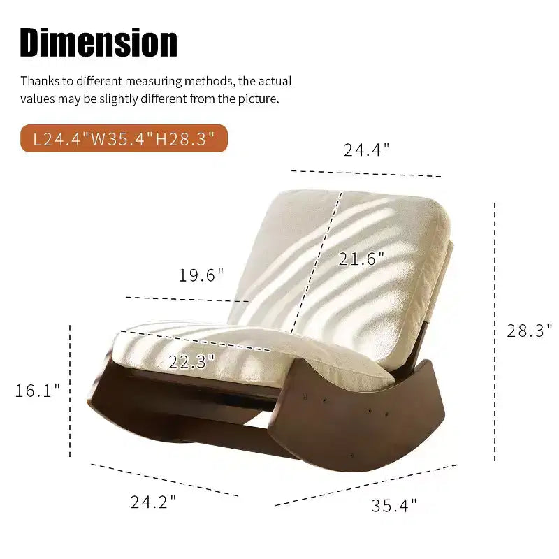 Poltrona reclinabile con base in legno Glider Lounge Rocking Chair con rivestimento in velluto a coste, versatile poltrona da lettura per soggiorno, camera da letto