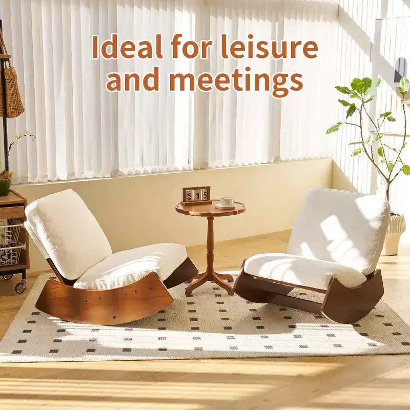 Poltrona reclinabile con base in legno Glider Lounge Rocking Chair con rivestimento in velluto a coste, versatile poltrona da lettura per soggiorno, camera da letto