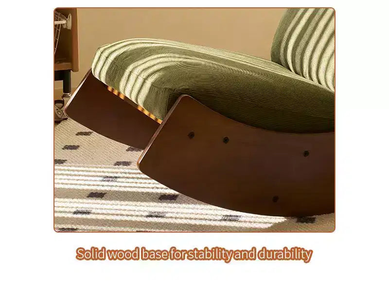 Poltrona reclinabile con base in legno Glider Lounge Rocking Chair con rivestimento in velluto a coste, versatile poltrona da lettura per soggiorno, camera da letto