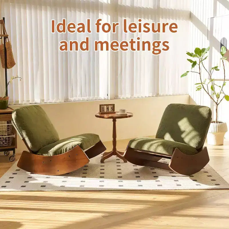 Poltrona reclinabile con base in legno Glider Lounge Rocking Chair con rivestimento in velluto a coste, versatile poltrona da lettura per soggiorno, camera da letto