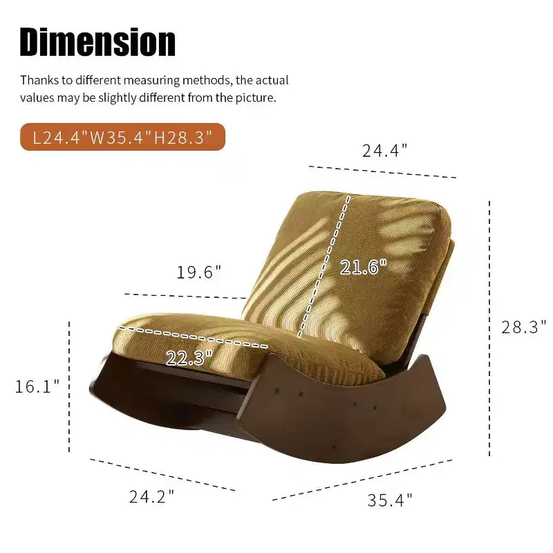 Poltrona reclinabile con base in legno Glider Lounge Rocking Chair con rivestimento in velluto a coste, versatile poltrona da lettura per soggiorno, camera da letto