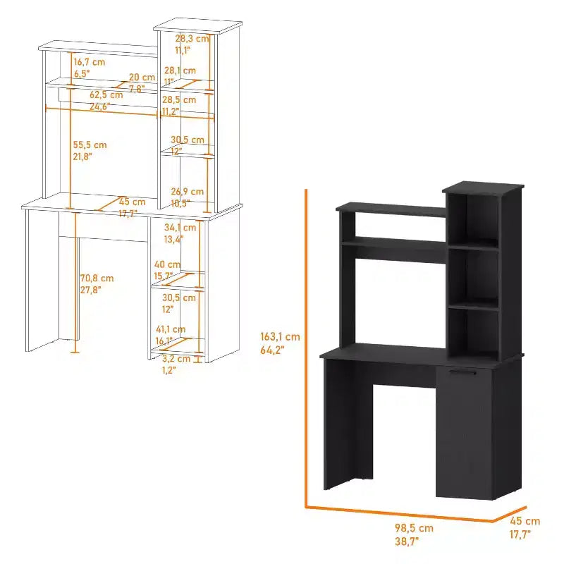 Scaffale a cubo a 4 livelli da 71", con 3 ante, organizer in truciolato di noce (10 cubi a scaffale aperto per soggiorno e ufficio)