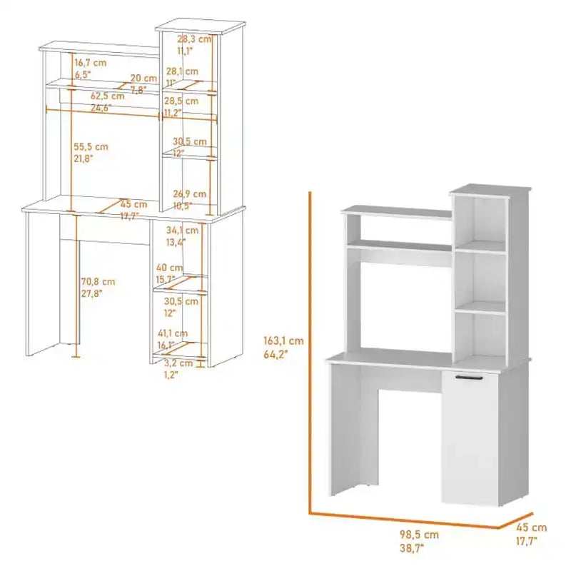 Scaffale a cubo a 4 livelli da 71", con 3 ante, organizer in truciolato di noce (10 cubi a scaffale aperto per soggiorno e ufficio)