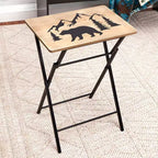 Tavolino da vassoio pieghevole in legno portatile con design a tema baita - Orso o Cervo