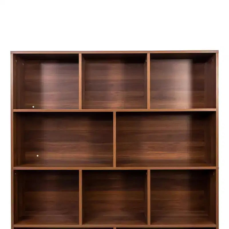 Scaffale a cubo a 4 livelli da 71", con 3 ante, organizer in truciolato di noce (10 cubi a scaffale aperto per soggiorno e ufficio)