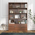 Scaffale a cubo a 4 livelli da 71", con 3 ante, organizer in truciolato di noce (10 cubi a scaffale aperto per soggiorno e ufficio)