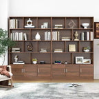 Scaffale a cubo a 4 livelli da 71", con 3 ante, organizer in truciolato di noce (10 cubi a scaffale aperto per soggiorno e ufficio)