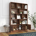 Scaffale a cubo a 4 livelli da 71", con 3 ante, organizer in truciolato di noce (10 cubi a scaffale aperto per soggiorno e ufficio)