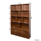 Scaffale a cubo a 4 livelli da 71", con 3 ante, organizer in truciolato di noce (10 cubi a scaffale aperto per soggiorno e ufficio)