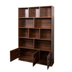 Scaffale a cubo a 4 livelli da 71", con 3 ante, organizer in truciolato di noce (10 cubi a scaffale aperto per soggiorno e ufficio)