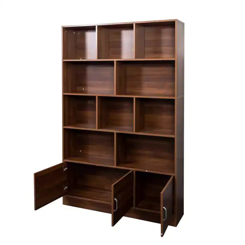 Scaffale a cubo a 4 livelli da 71", con 3 ante, organizer in truciolato di noce (10 cubi a scaffale aperto per soggiorno e ufficio)
