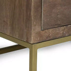 Comodini moderni in legno con base in metallo, tre cassetti portaoggetti, tavolini da comodino per camera da letto, tavolini laterali da divano per soggiorno