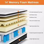 Materasso in Offerta, Materasso Ibrido Queen da 14 Pollici in Scatola con Memory Foam in Gel, Supporto a Molle Insacchettate a Zone, Sonno Rinfrescante, Sensazione Media