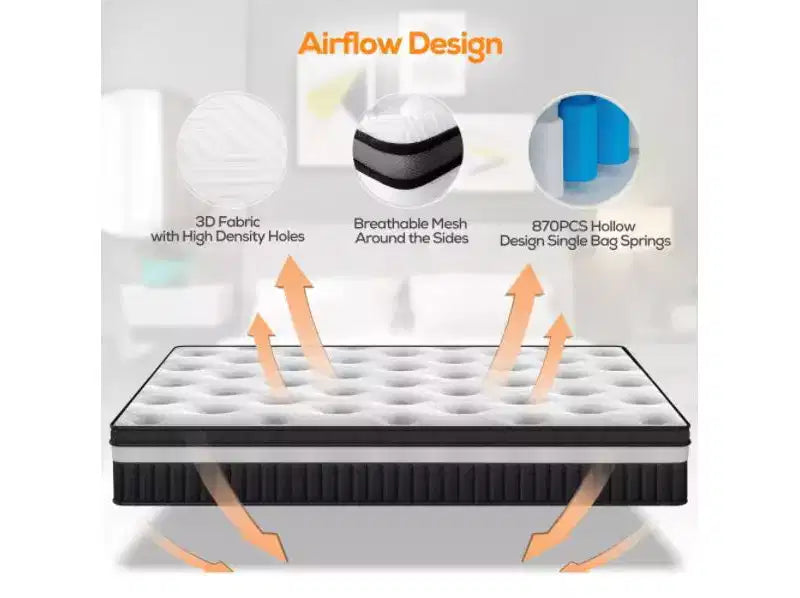 Materasso in Offerta, Materasso Ibrido Queen da 14 Pollici in Scatola con Memory Foam in Gel, Supporto a Molle Insacchettate a Zone, Sonno Rinfrescante, Sensazione Media
