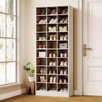 Lantine 70.9-Inch Tall Shoe Rack, 10-Tier Freestanding Shelf for 30 Pairs, Shoe Cabinet for Living Room, Entryway, White & Brown